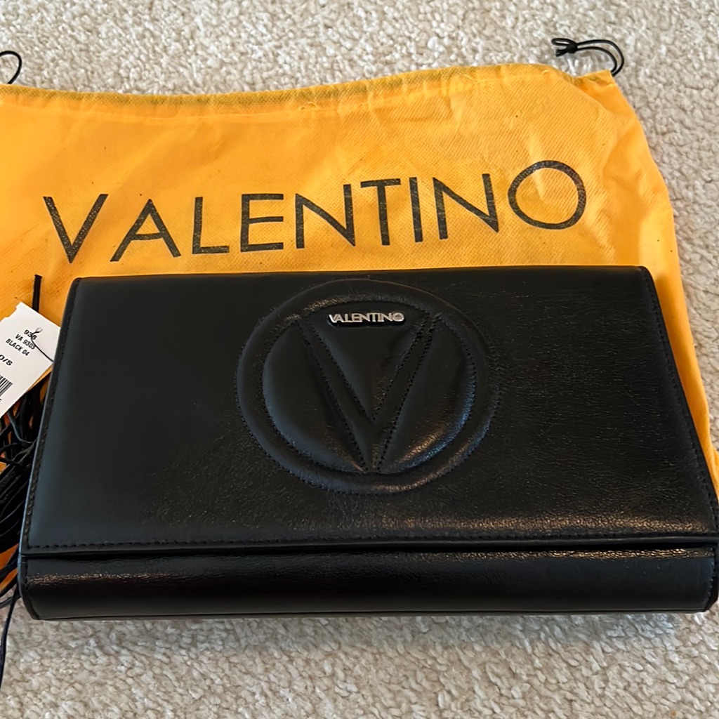 Nwt Mario Valentino Black Clutch With Strap
